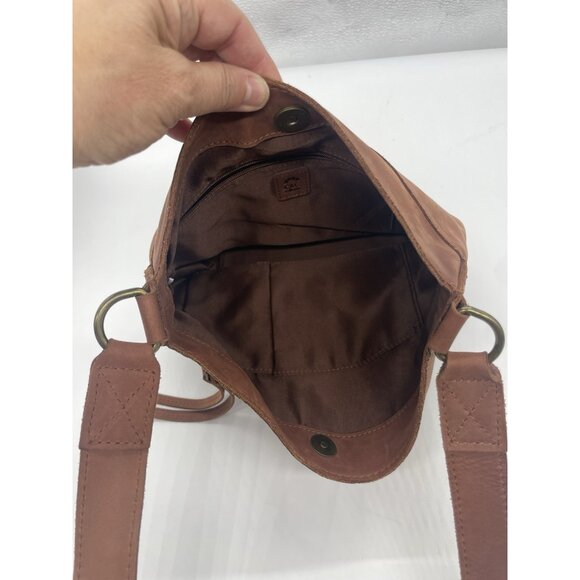 C & C California Leather Bag Satchel Crossbody Tote Womens Tan Brown Casual Boho - Picture 7 of 10